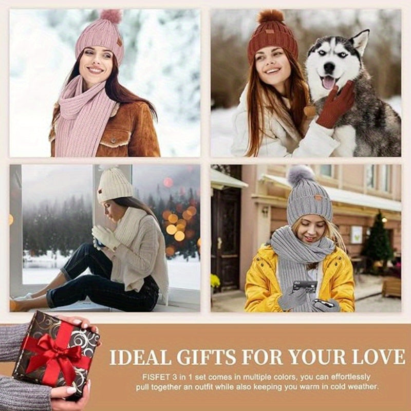 Warm Winter Accessory Kit with Hat, Scarf, Gloves