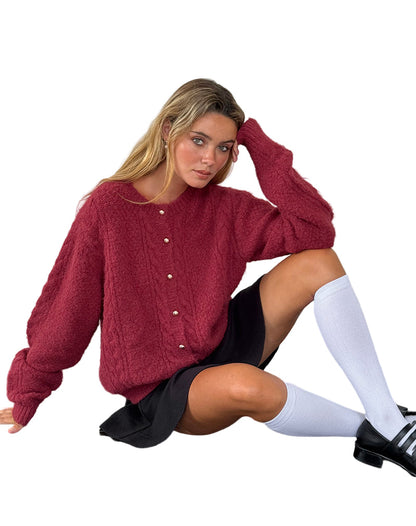 Warm Women's Knit Cardigan Sweater - OutfitLondon