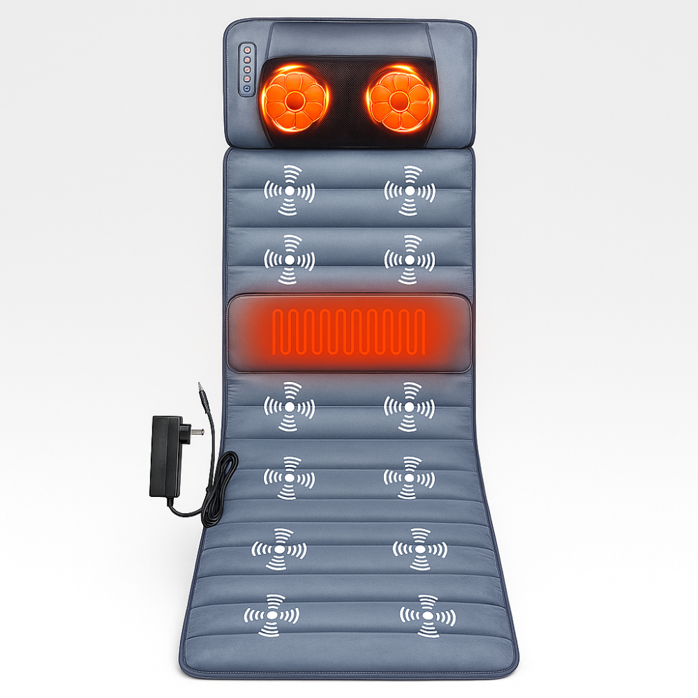 Warm Massage Mat with Back Support and Vibration Therapy - OutfitLondon