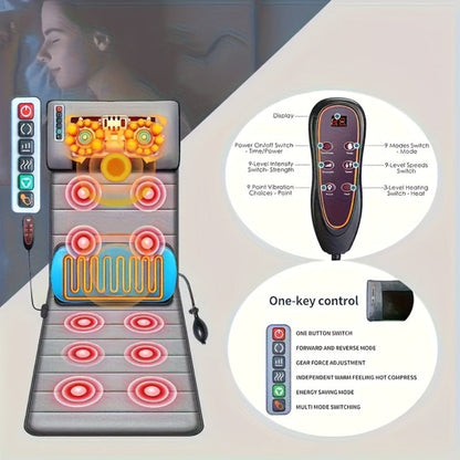 Warm Massage Mat with Back Support and Vibration Therapy