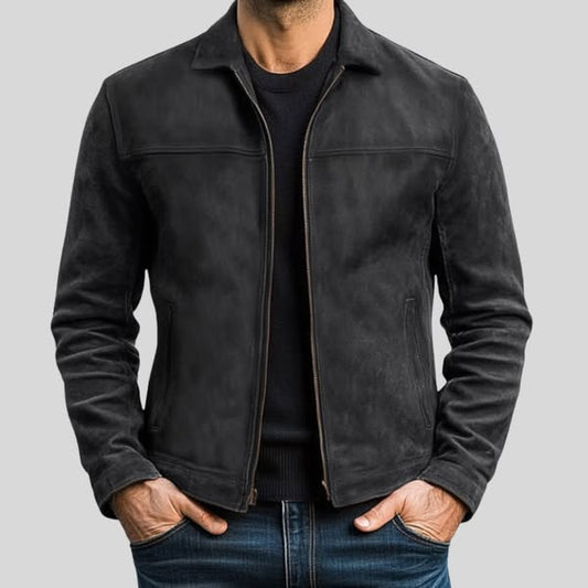 Men's Leather Zip Jacket - OutfitLondon