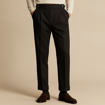 Classic High Waisted Wool Trousers for Men
