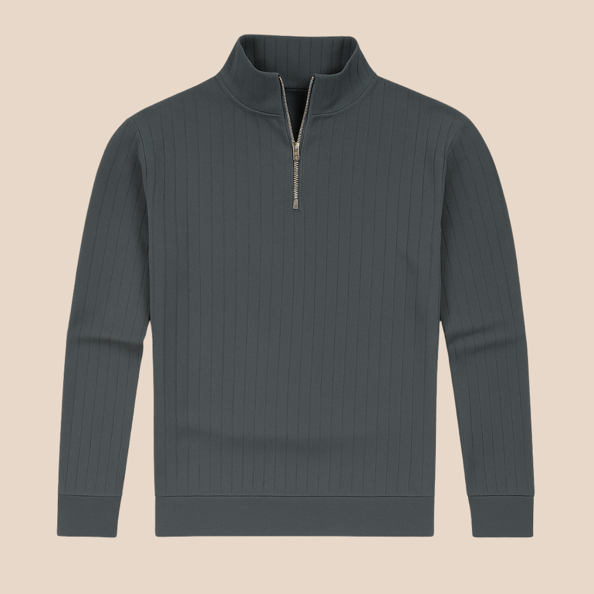 Textured Crew Neck Half Zip Sweater for Men