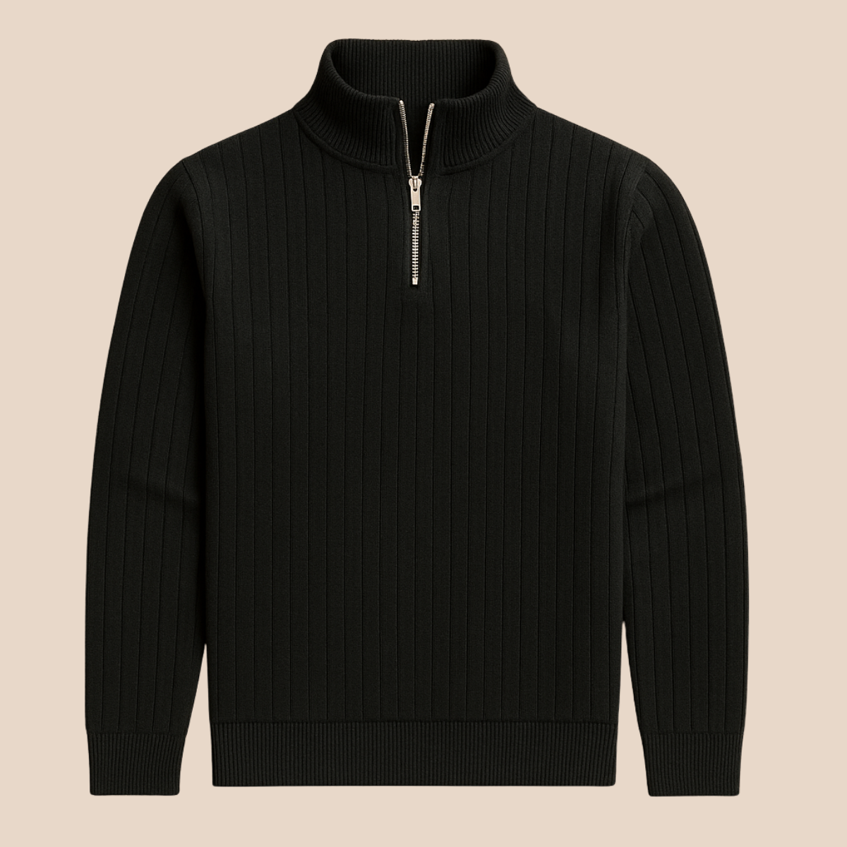 Textured Crew Neck Half Zip Sweater for Men