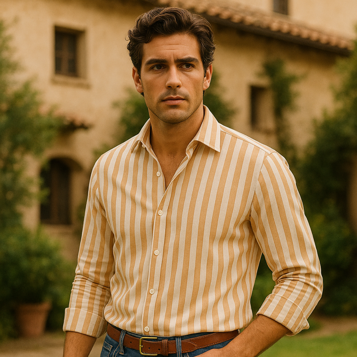 Classic Striped Cotton Dress Shirt