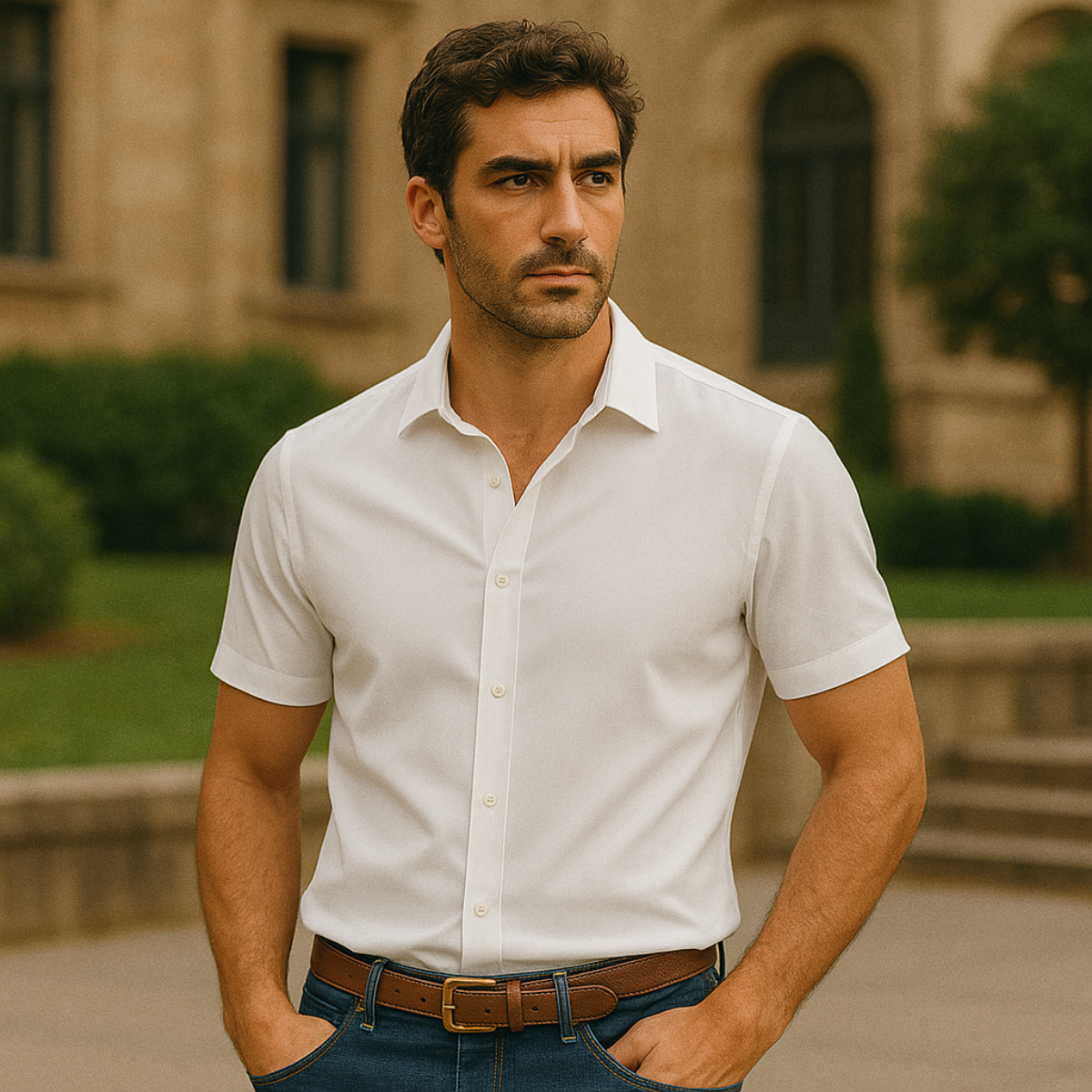 Classic Cotton Short Sleeve Men's Shirt