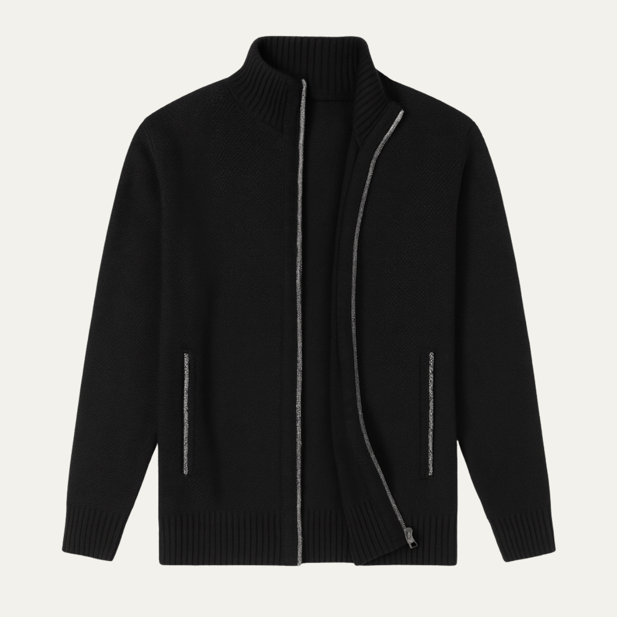 Classic Men's Wool Zip Up Cardigan Sweater - OutfitLondon