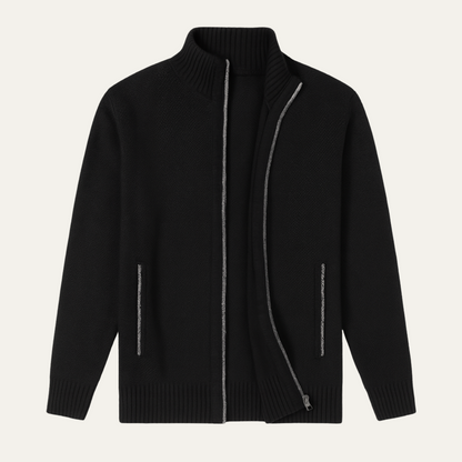Classic Men's Wool Zip Up Cardigan Sweater - OutfitLondon