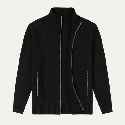 Classic Men's Wool Zip Up Cardigan Sweater - OutfitLondon