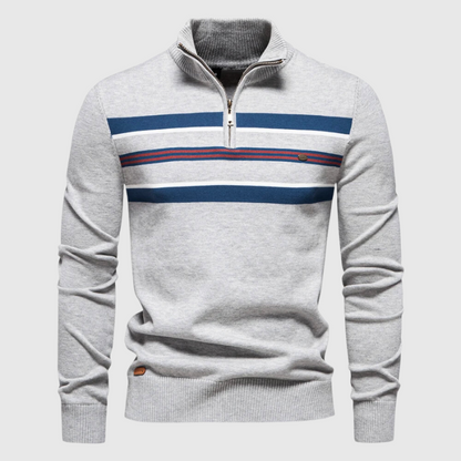 Trendy Colorblock Stripe Half-Zip Sweater