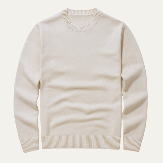 Men's Fitted Chunky Crew Neck Sweater - OutfitLondon