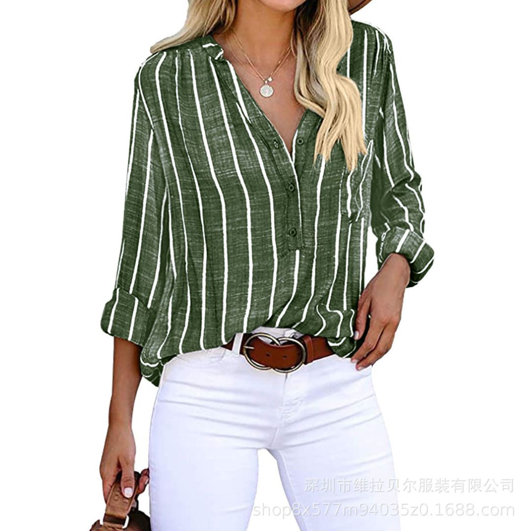 Casual Striped Women's Cotton Shirt