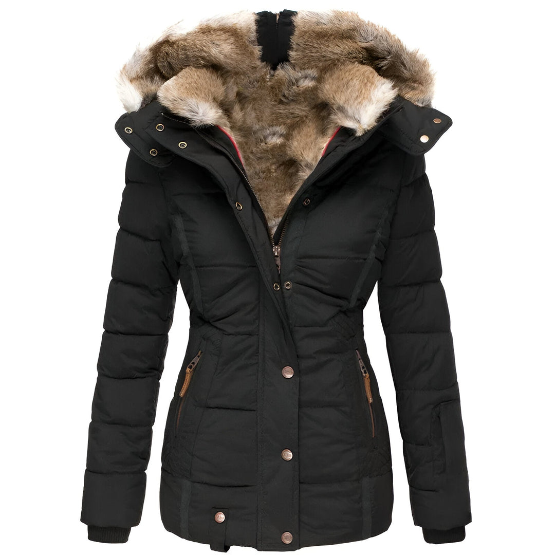 Women's Puffer Jacket Fur Hooded Waterproof - OutfitLondon