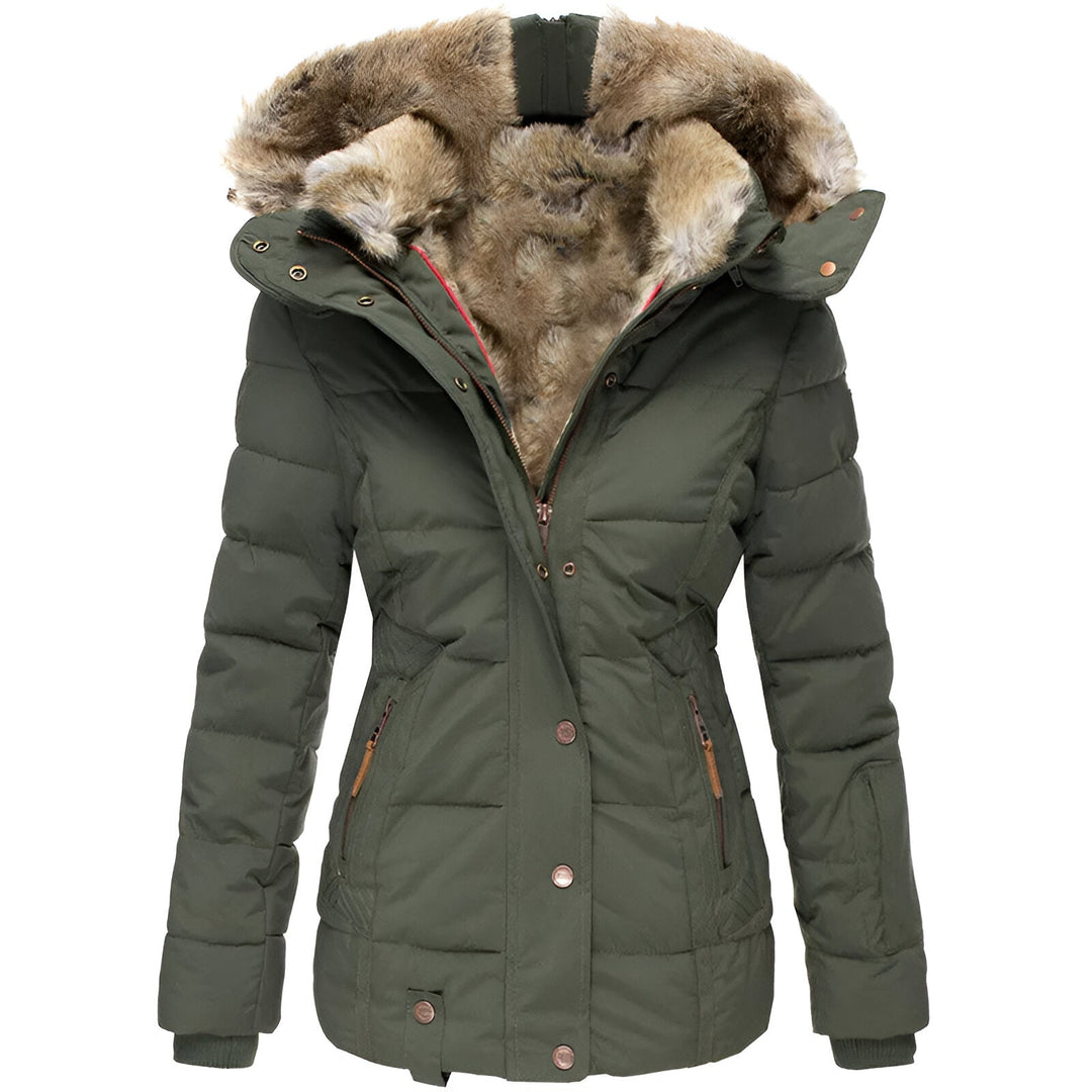 Women's Puffer Jacket Fur Hooded Waterproof