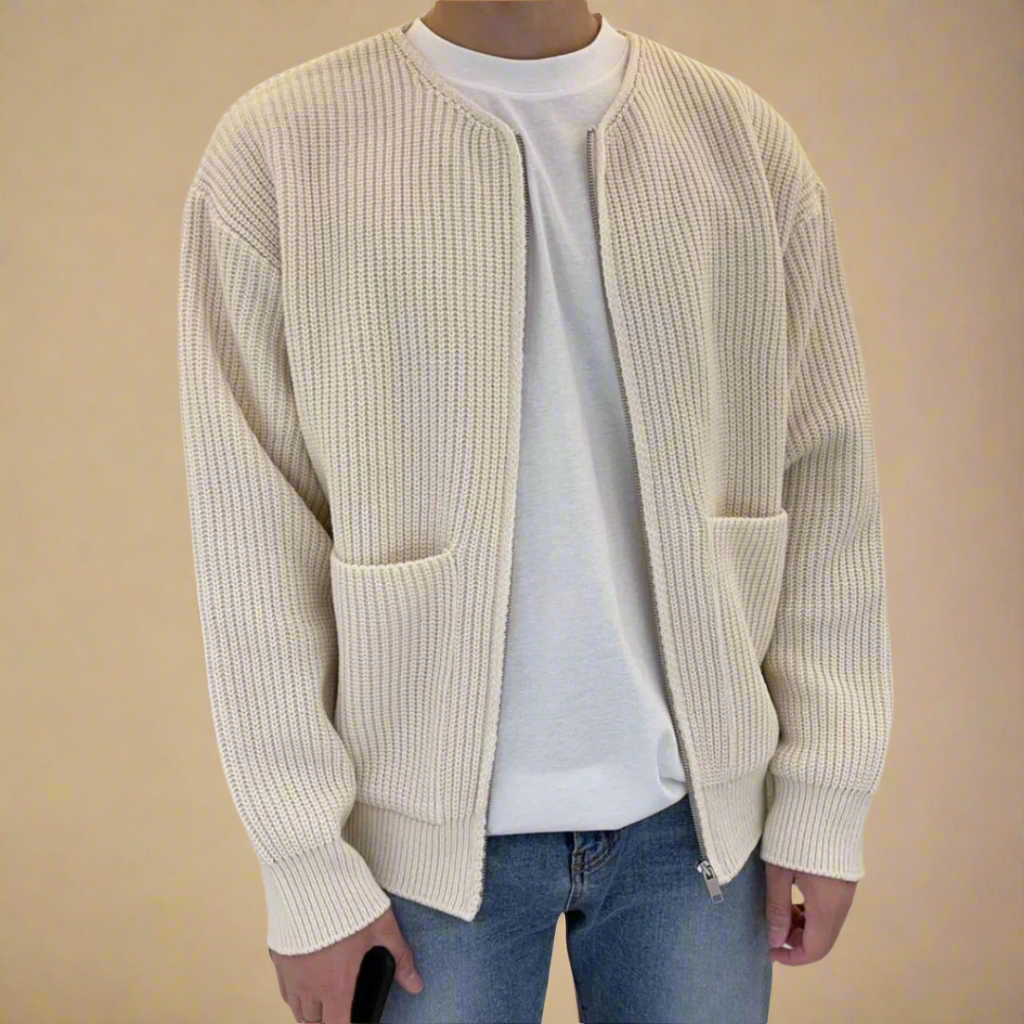Men's Cozy Zip Up Cardigan Sweater - OutfitLondon