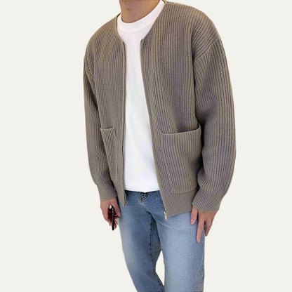 Men's Casual Crew Neck Zip Sweater