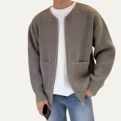 Men's Casual Crew Neck Zip Sweater