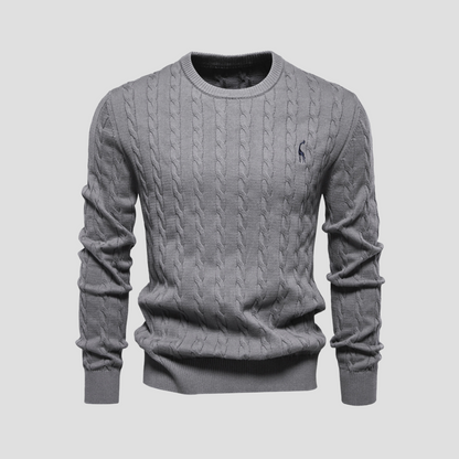 Classic Crew Neck Cable Sweater - OutfitLondon