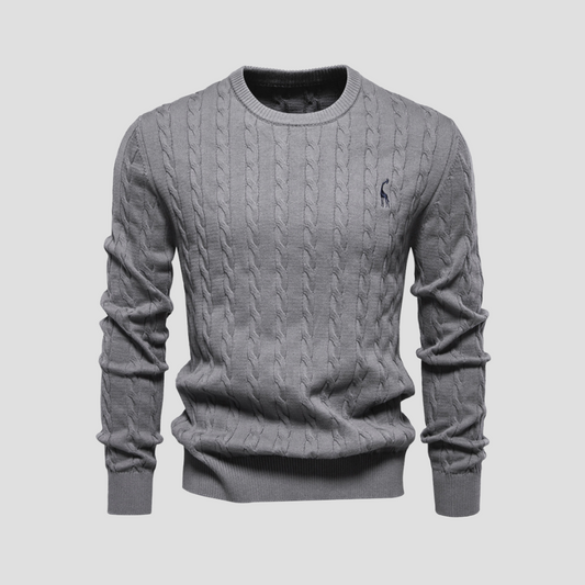 Classic Crew Neck Cable Sweater - OutfitLondon