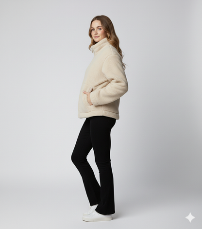 Cozy Womens Fleece Oversized Zip Up Jacket