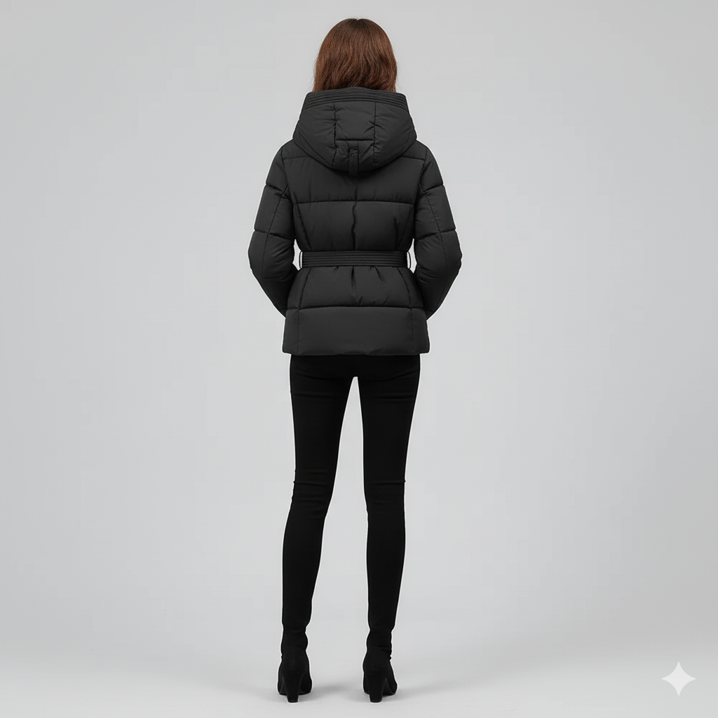 Warm Belted Puffer Coat for Women