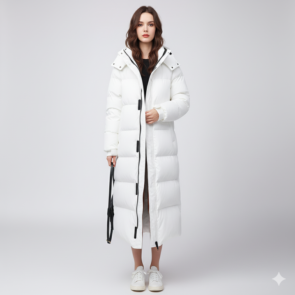 Warm Women's Puffer Coat with Pockets Long Parka