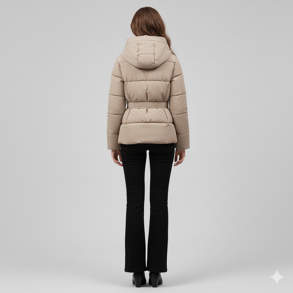 Warm Belted Puffer Coat for Women