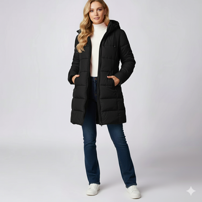 Warm Women's Long Down Filled Quilted Parka Coat