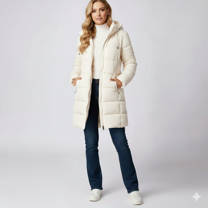 Warm Women's Long Down Filled Quilted Parka Coat