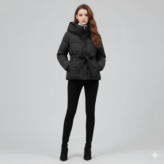 Warm Belted Puffer Coat for Women - OutfitLondon