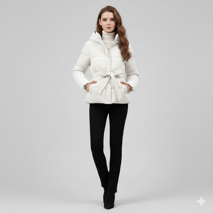 Warm Belted Puffer Coat for Women