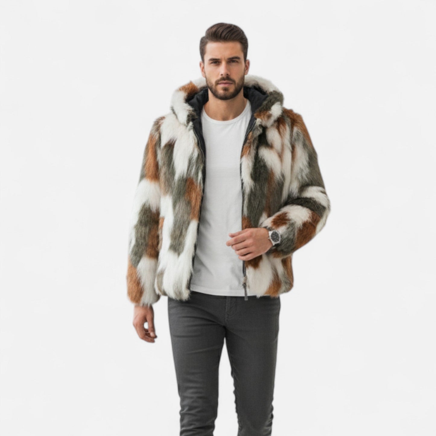Men's Faux Fur Insulated Winter Coat - OutfitLondon