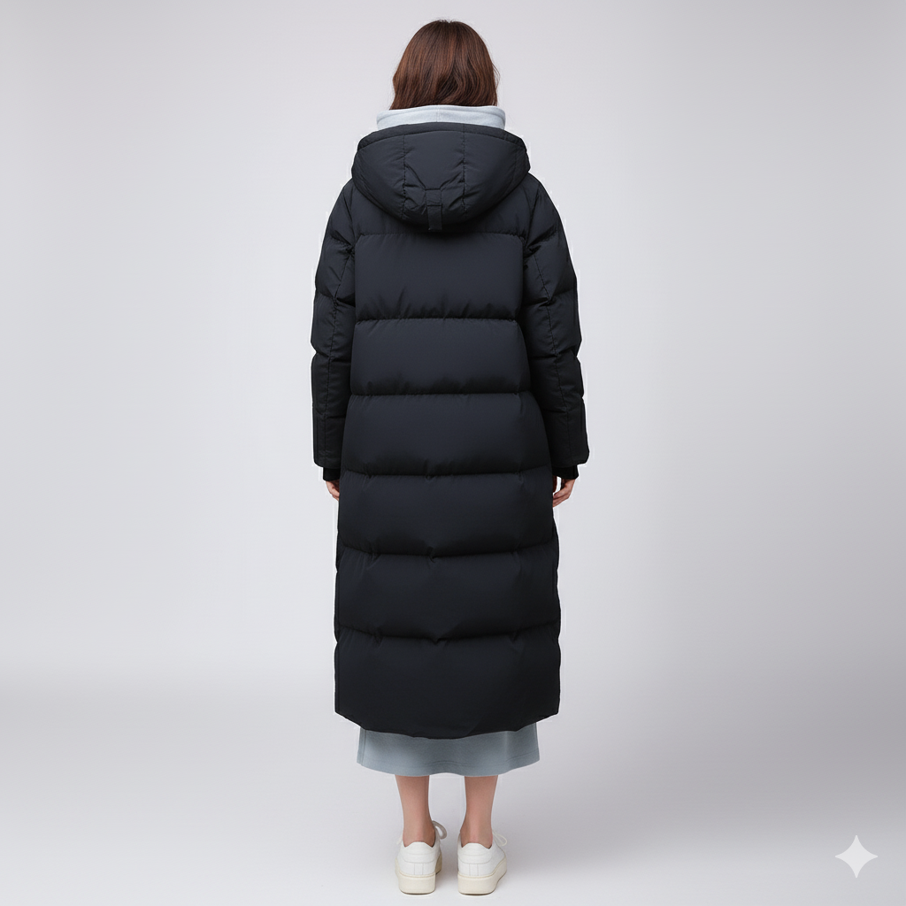 Warm Women's Puffer Coat with Pockets Long Parka