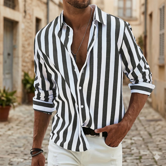 Classic Slim Fit Striped Summer Dress Shirt - OutfitLondon