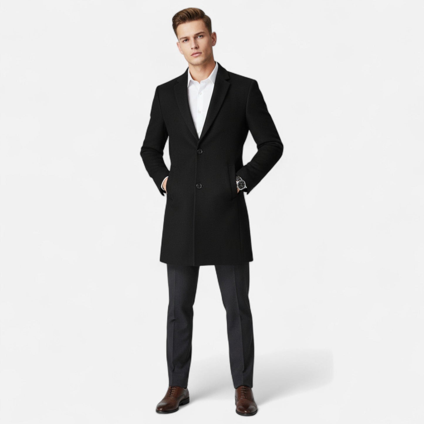 Premium Mens Wool Coat - Timeless Fit