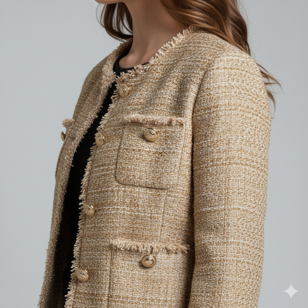 Classic Short Tweed Winter Jacket for Women