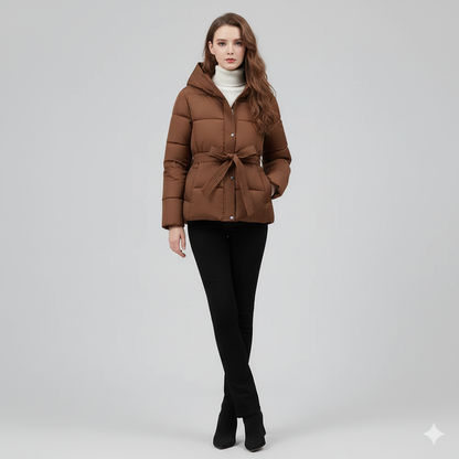 Warm Belted Puffer Coat for Women