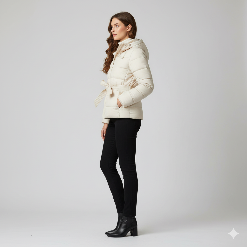 Warm Belted Puffer Coat for Women