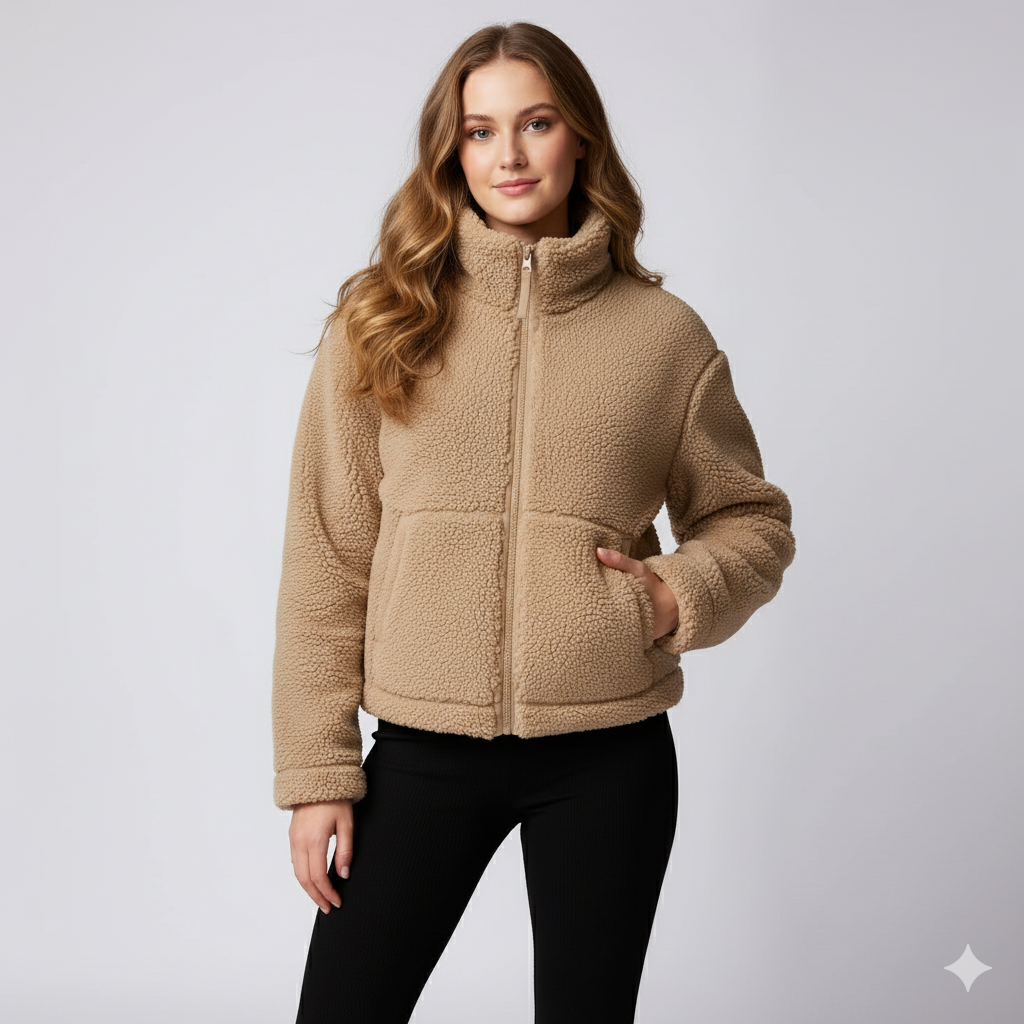Cozy Womens Fleece Oversized Zip Up Jacket - OutfitLondon
