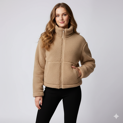 Cozy Womens Fleece Oversized Zip Up Jacket - OutfitLondon