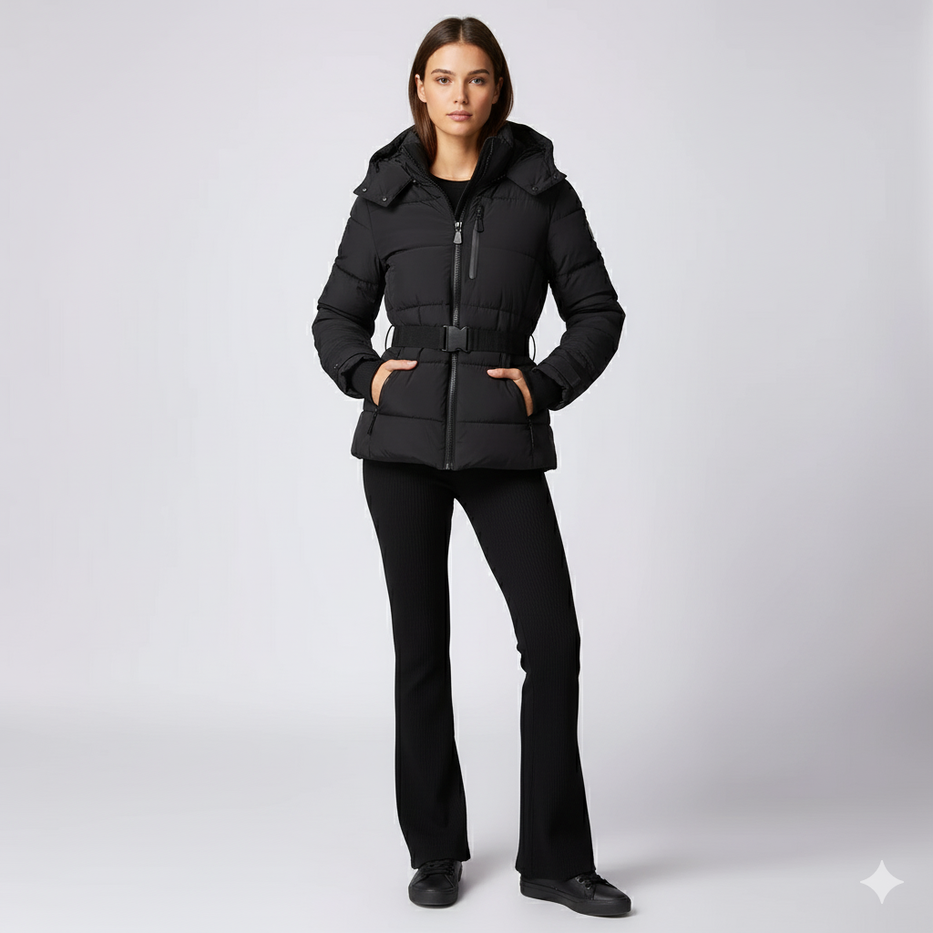 Fashionable Ladies Cotton Coat with Fitted Waist