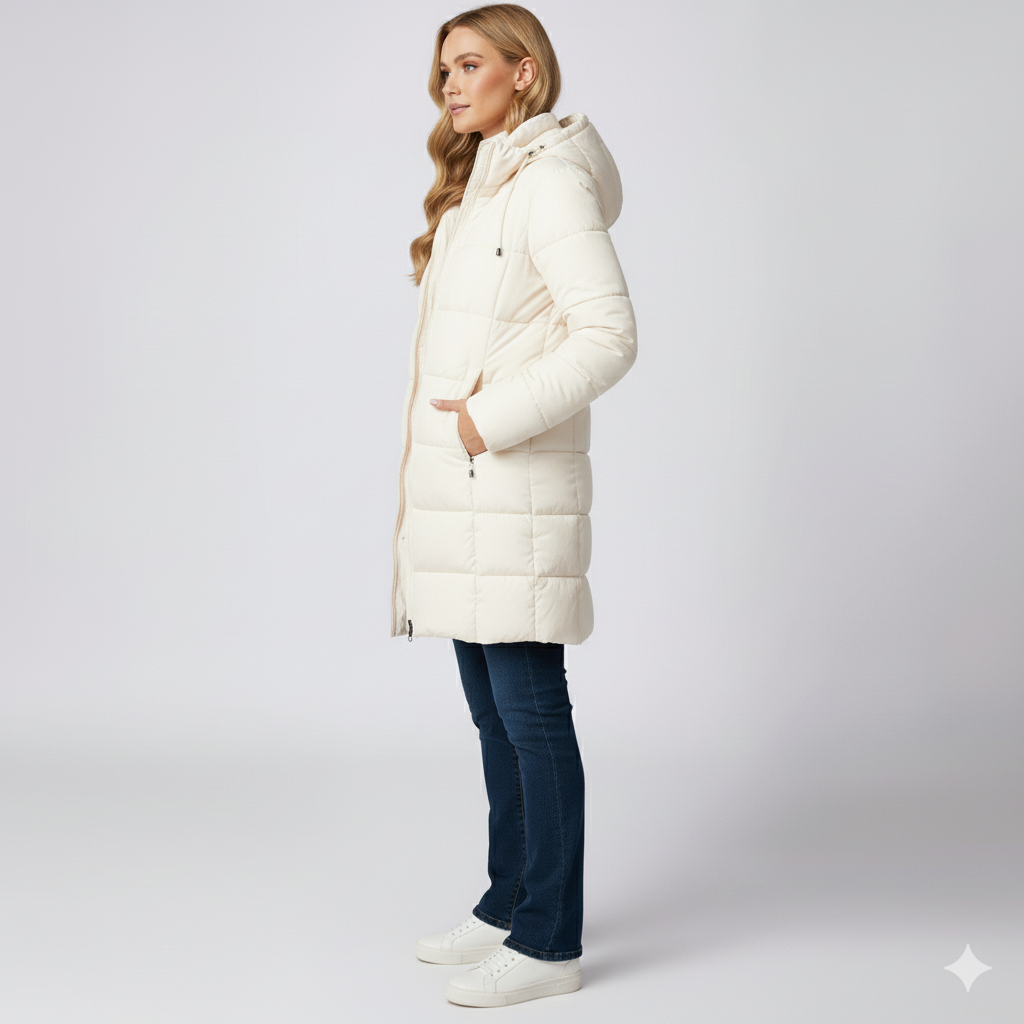 Warm Women's Long Down Filled Quilted Parka Coat