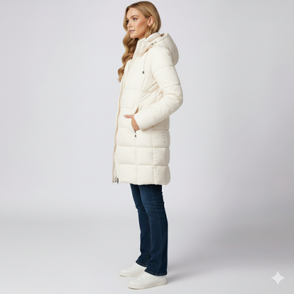 Warm Women's Long Down Filled Quilted Parka Coat