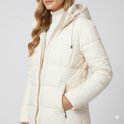 Warm Women's Long Down Filled Quilted Parka Coat