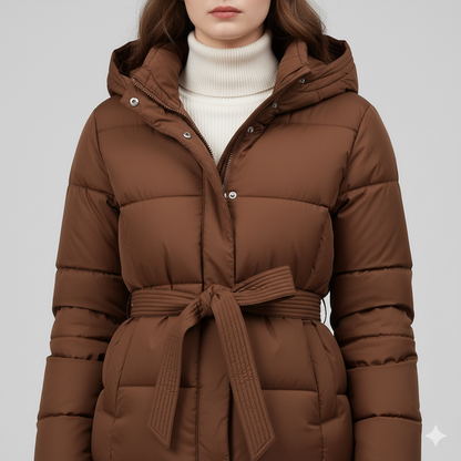 Warm Belted Puffer Coat for Women