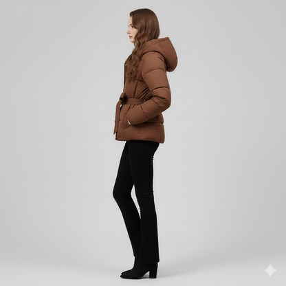 Warm Belted Puffer Coat for Women