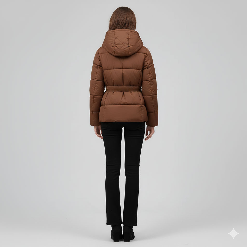 Warm Belted Puffer Coat for Women