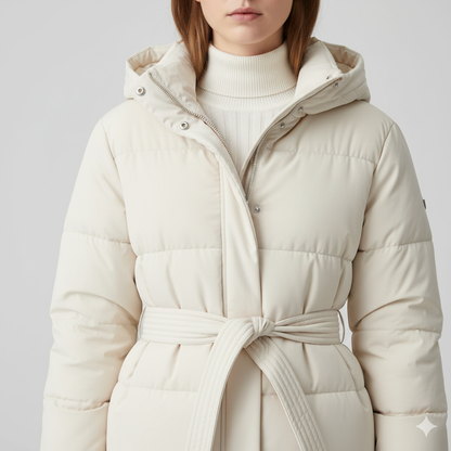 Warm Belted Puffer Coat for Women