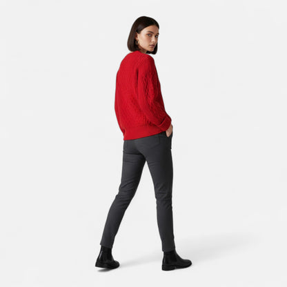 Soft Women's Cable Knit Crew Neck Sweater