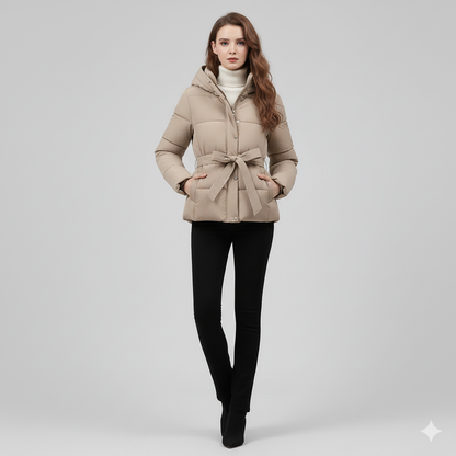 Warm Belted Puffer Coat for Women